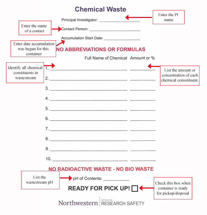 Sample chemical waste label